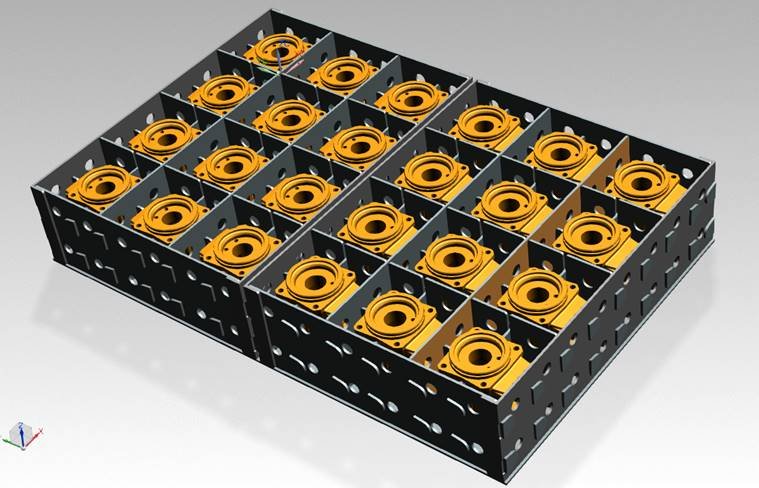 3D design of a divider set with a separate cell for each yellow part