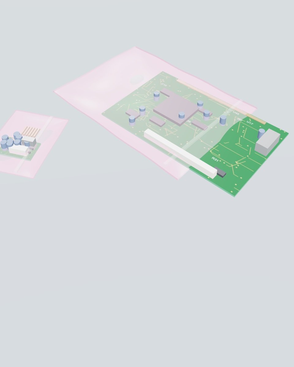3D model of circuit boards in antistatic bags