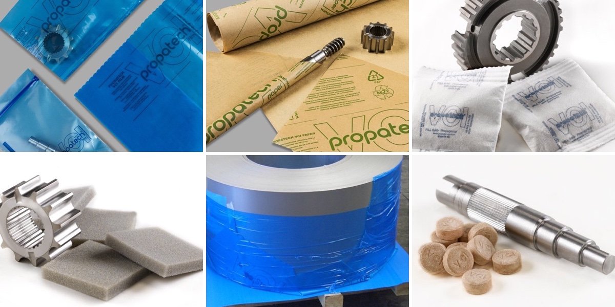 The Propatech VCI family: VCI film bags, VCI paper, pill bags, VCI foam, stretch film and tablets